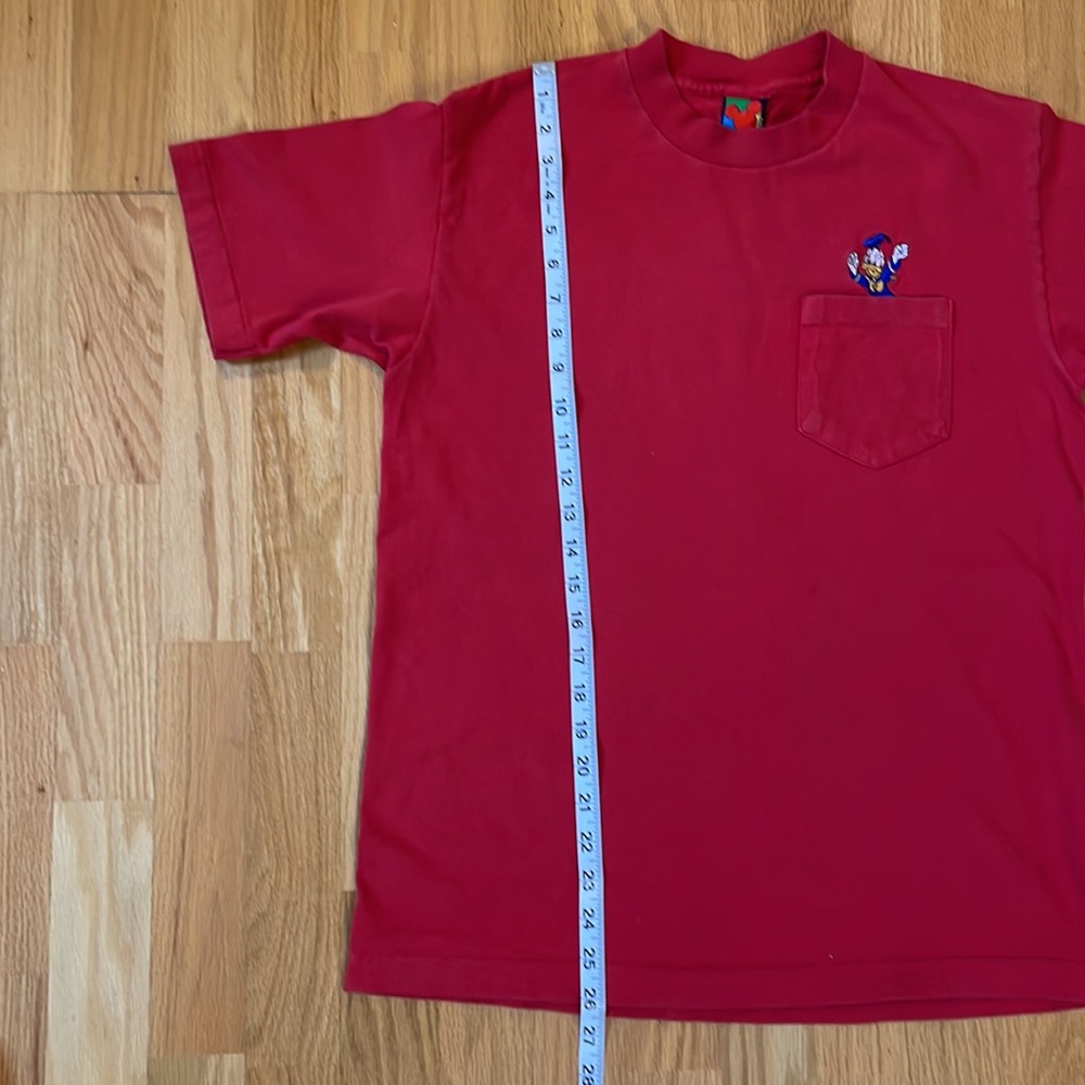 Vintage Mickey Unlimited Donald Duck Embroidered Red Pocket T Shirt Medium - Picture 7 of 7